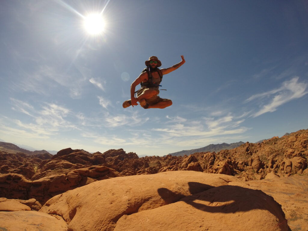 Hiking and jumping high